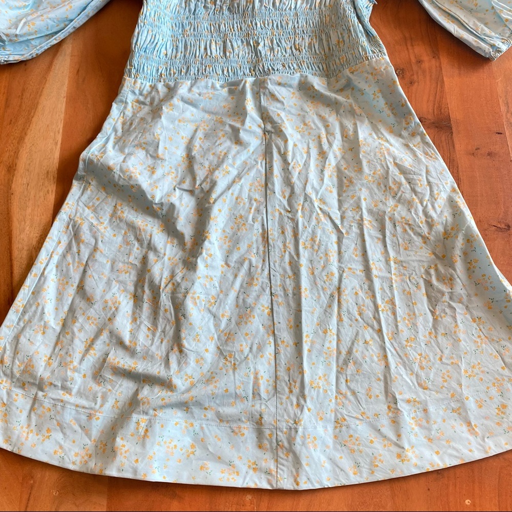 GANNI CORYDALIS BLUE PRINTED POPLIN MINI DRESS 8 - Picture 11 of 16
